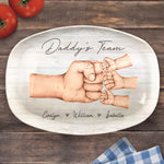 Family Means Putting Your Arms Around Each Other - Family Personalized Custom Platter - Father's Day, Gift For Dad