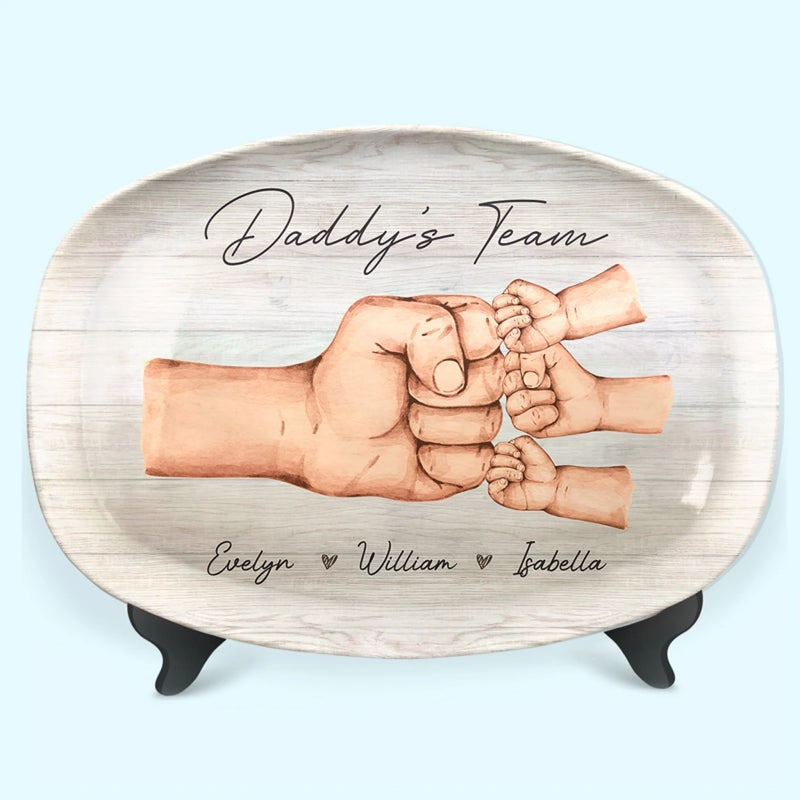 Family Means Putting Your Arms Around Each Other - Family Personalized Custom Platter - Father's Day, Gift For Dad, Grandpa