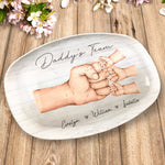 Family Means Putting Your Arms Around Each Other - Family Personalized Custom Platter - Father's Day, Gift For Dad