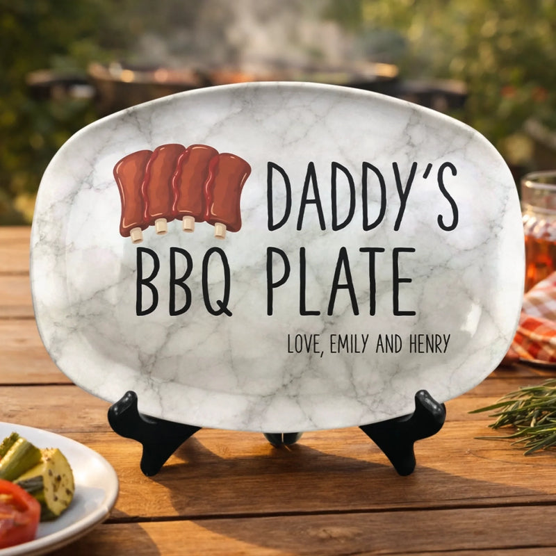 Custom Platter - Personalized Father's Day Birthday Gifts For Dad, Grandpa - Dad Serves Love Daily
