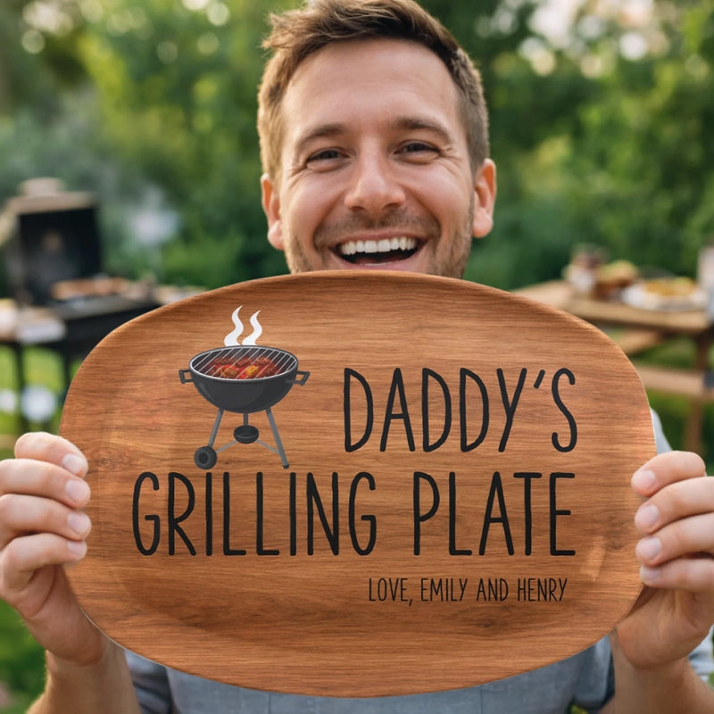 Custom Platter - Personalized Father's Day Birthday Gifts For Dad, Grandpa - Dad Serves Love Daily