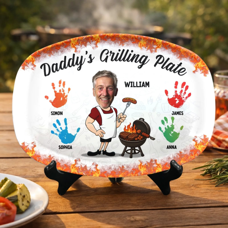 Custom Photo Platter - Personalized Father's Day Birthday Gifts For Dad, Grandpa - Dad In His Happy Place