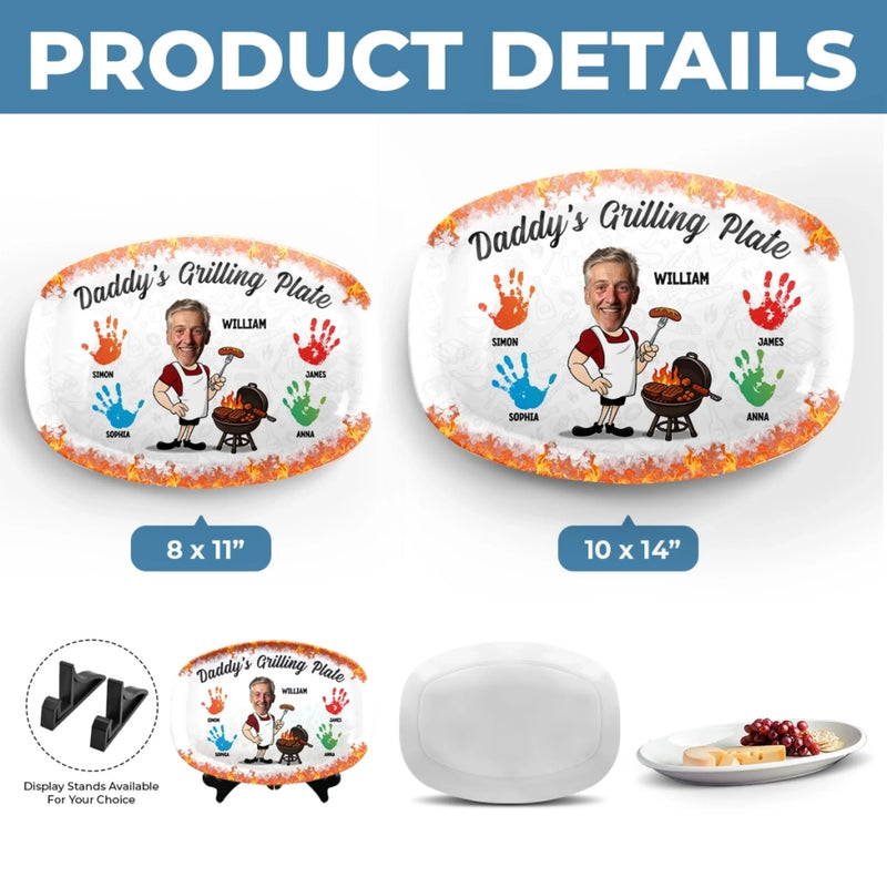 Custom Photo Platter - Personalized Father's Day Birthday Gifts For Dad, Grandpa - Dad In His Happy Place