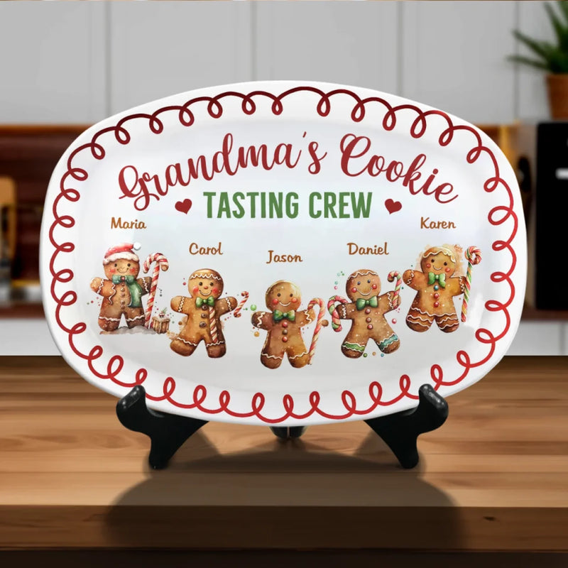 Grandma's Cookie Connoisseurs - Family Personalized Custom Platter - Christmas Gift For Mom, Grandma