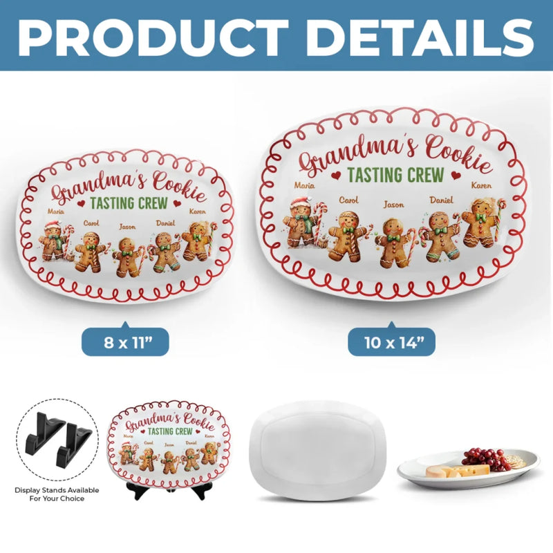 Grandma's Cookie Connoisseurs - Family Personalized Custom Platter - Christmas Gift For Mom, Grandma
