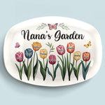 Grandma Makes Life Bloom With Love - Family Personalized Custom Platter - Gift For Mom, Grandma