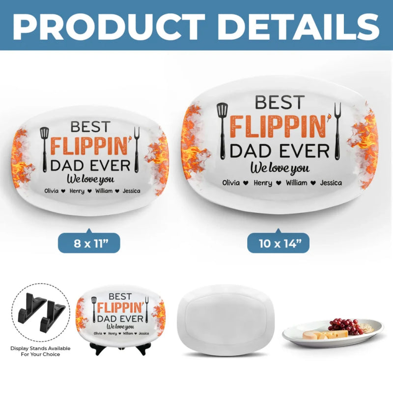 Best Flippin’ Dad Ever - Family Personalized Custom Platter - Father's Day, Gift For Dad, Grandpa