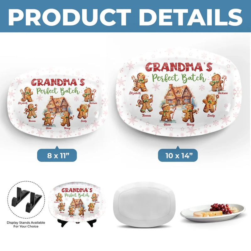 Grandchildren Are Like Gingerbread Cookies, Sweet And Made With Love - Family Personalized Custom Platter - Christmas Gift For Mom, Grandma