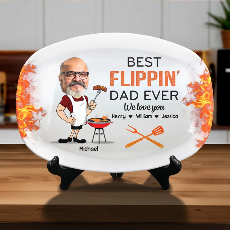 Custom Photo King Of The Grill, Hero Of The House - Family Personalized Custom Platter - Father's Day, Gift For Dad, Grandpa