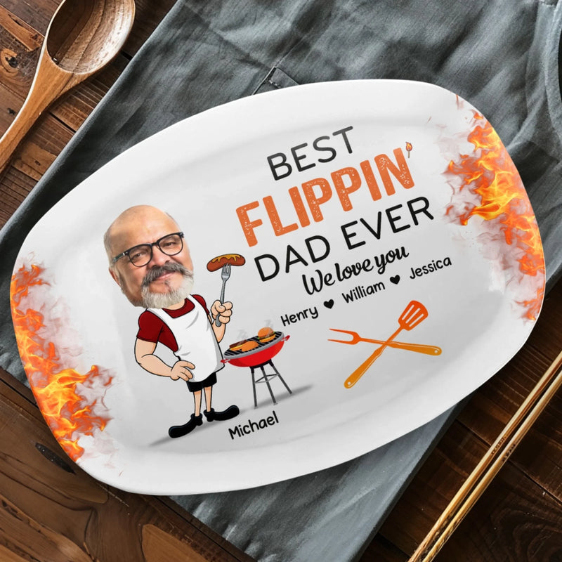 Custom Photo King Of The Grill, Hero Of The House - Family Personalized Custom Platter - Father's Day, Gift For Dad, Grandpa