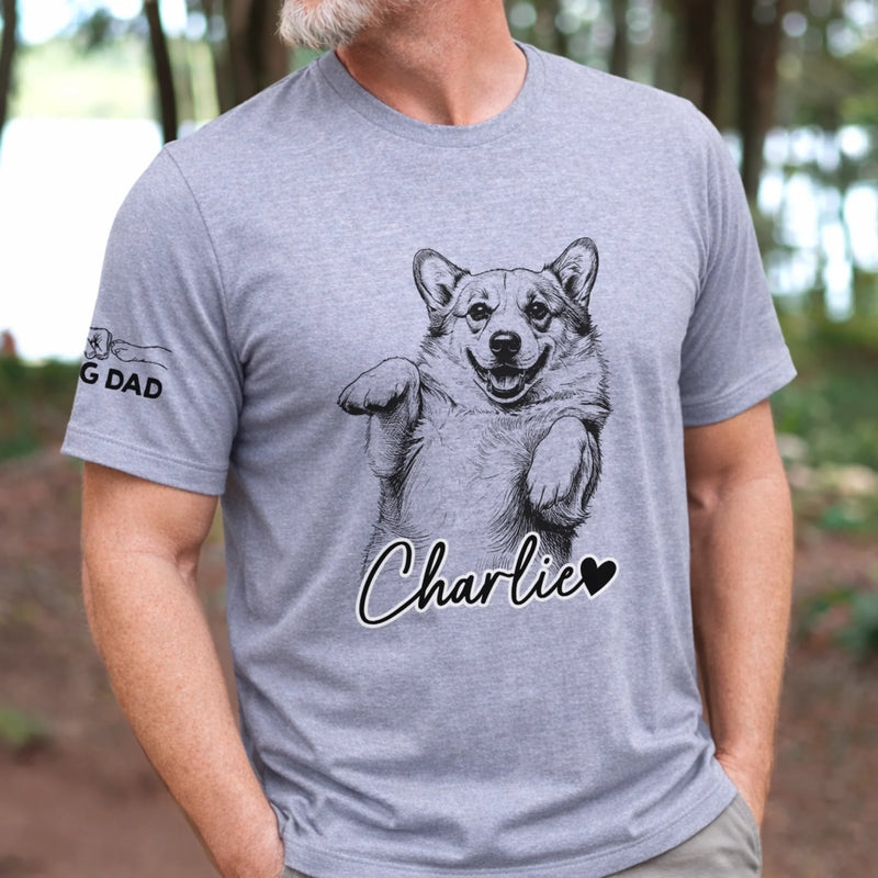Custom Unisex T-Shirt With Design On Sleeve - Personalized Father's Day Gifts For Dog Cat Lovers, Dog Dad And Mom, Cat Owners - Happiness Starts With You