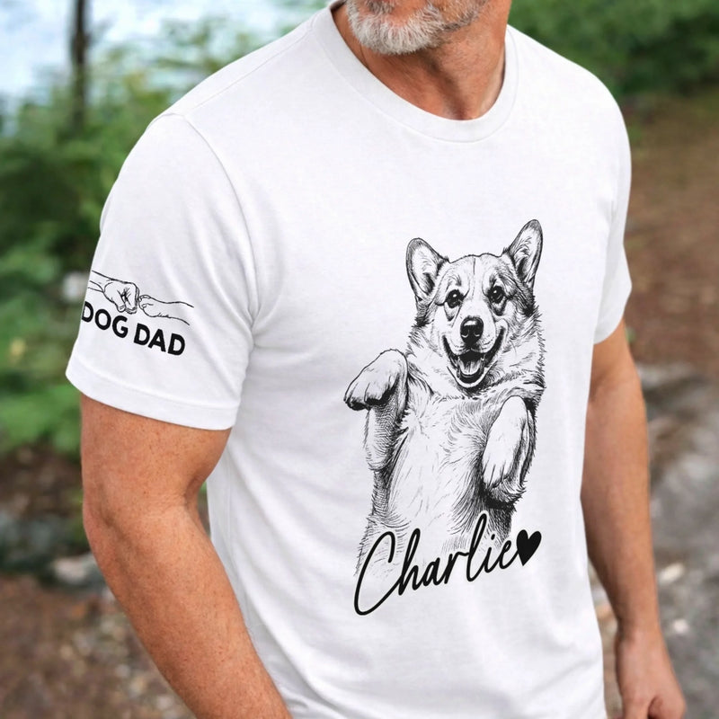 Custom Unisex T-Shirt With Design On Sleeve - Personalized Father's Day Gifts For Dog Cat Lovers, Dog Dad And Mom, Cat Owners - Happiness Starts With You