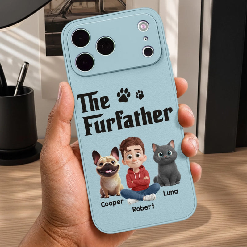 Custom Leather Phone Case - Personalized Father's Day Birthday Gifts For Dog Cat Lovers, Dog Dad And Mom, Cat Owners - Paws And Love Forever