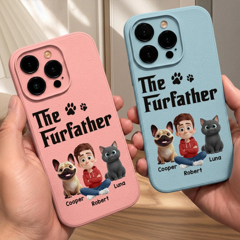Custom Leather Phone Case - Personalized Father's Day Birthday Gifts For Dog Cat Lovers, Dog Dad And Mom, Cat Owners - Paws And Love Forever