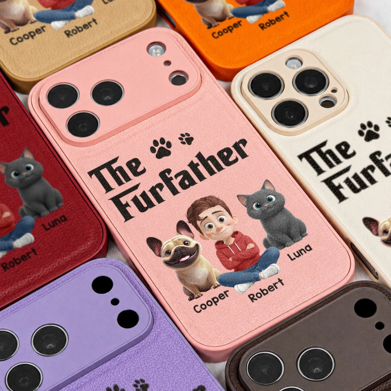 Custom Leather Phone Case - Personalized Father's Day Birthday Gifts For Dog Cat Lovers, Dog Dad And Mom, Cat Owners - Paws And Love Forever