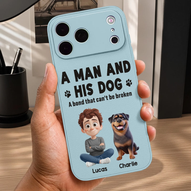 Custom Leather Phone Case - Personalized Father's Day Birthday Gifts For Dog Lovers, Dog Dad And Mom - Life Feels Better With Pets