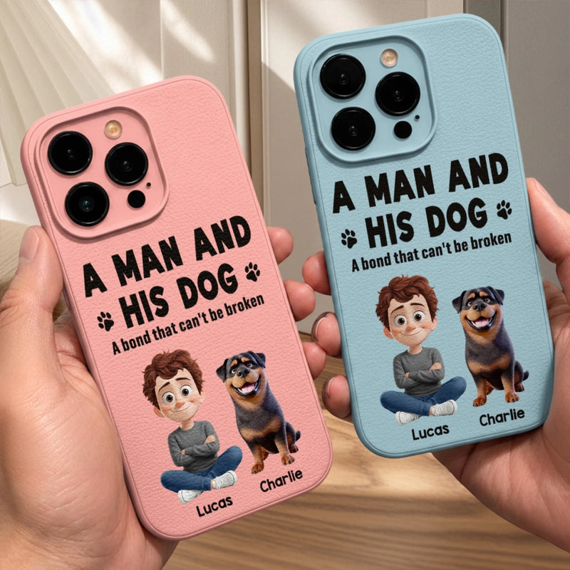 Custom Leather Phone Case - Personalized Father's Day Birthday Gifts For Dog Lovers, Dog Dad And Mom - Life Feels Better With Pets