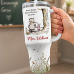 Custom 40 Oz Stainless Steel Tumbler With Handle - Personalized Birthday Gifts For Teachers - With Heart And Gratitude