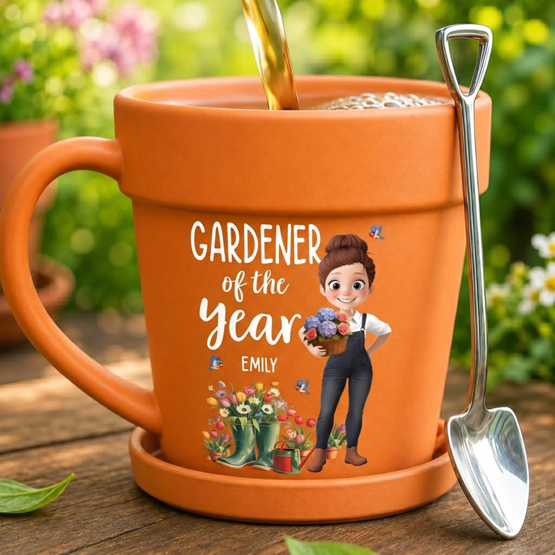 Custom Plant Pot Ceramic Mug - Personalized Garden Gifts For Gardeners - Garden Magic Maker - Flower Pot Mug