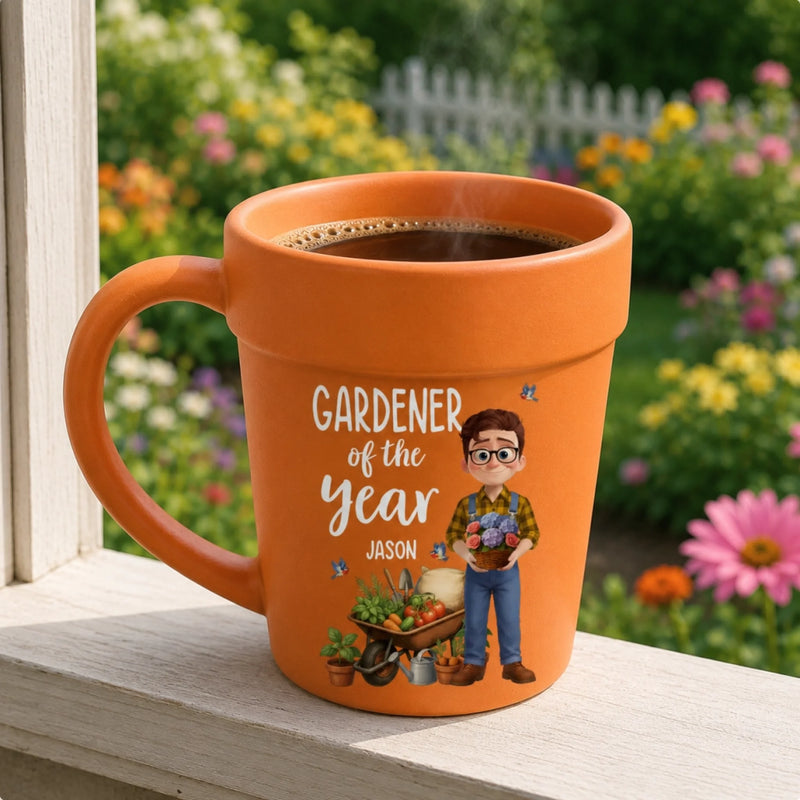 Custom Plant Pot Ceramic Mug - Personalized Garden Gifts For Gardeners - Garden Magic Maker - Flower Pot Mug