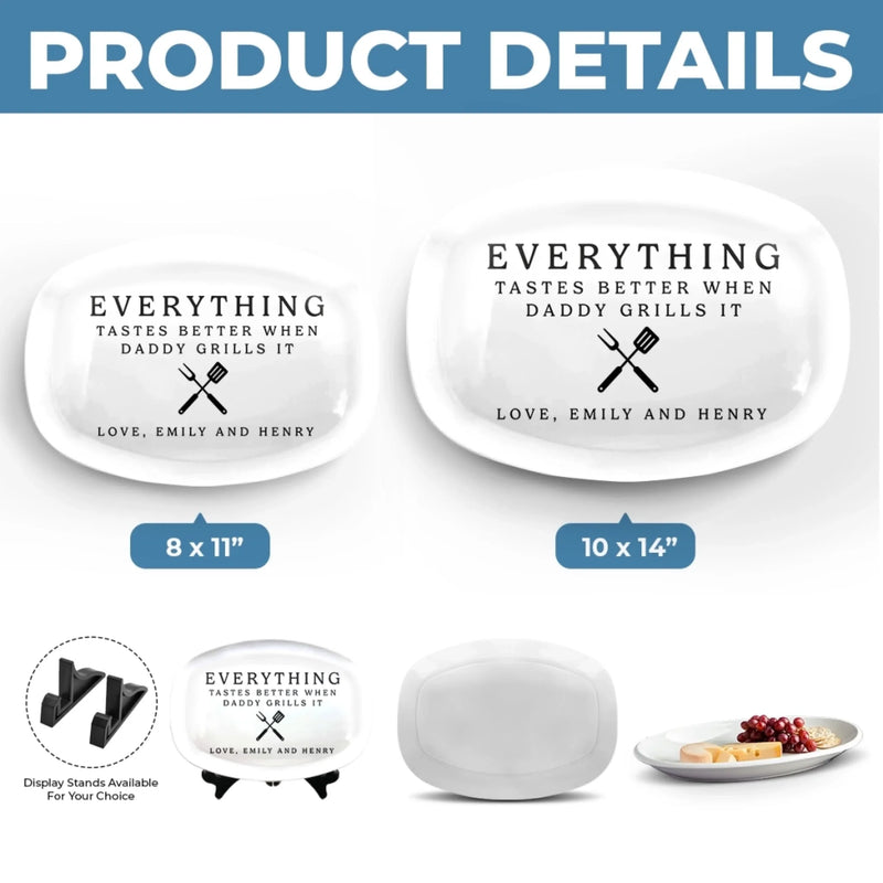 Custom Platter - Personalized Father's Day Birthday Gifts For Dad, Grandpa - Grill Master At Work
