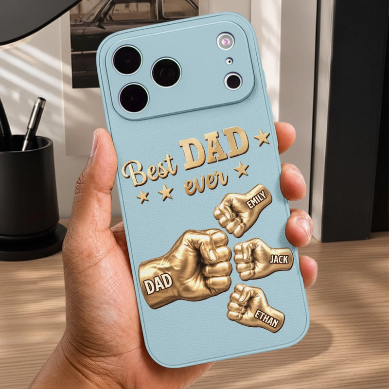 Custom Leather Phone Case - Personalized Father's Day Birthday Gifts For Dad, Grandpa - Forever Thankful For Dad