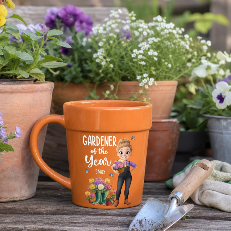 Custom Plant Pot Ceramic Mug - Personalized Birthday Garden Gifts For Gardeners - Queen Of The Green