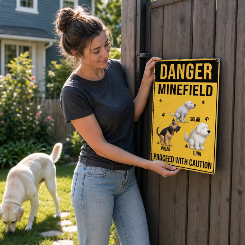 Custom Home Decor Metal Sign - Personalized  Birthday Gifts For Dog Lovers, Dog Dad And Mom - Poop Zone In Progress