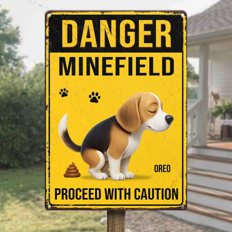 Custom Home Decor Metal Sign - Personalized  Birthday Gifts For Dog Lovers, Dog Dad And Mom - Poop Zone In Progress