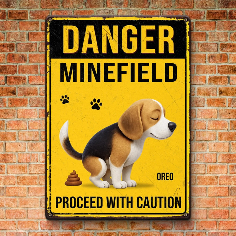 Custom Home Decor Metal Sign - Personalized  Birthday Gifts For Dog Lovers, Dog Dad And Mom - Poop Zone In Progress