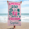 Custom Beach Towel - Personalized America 250th Anniversary, Summer Vacation And Travel Gifts For Mom, Dad, Brother, Sister, Kids - 250 Years Standing Strong