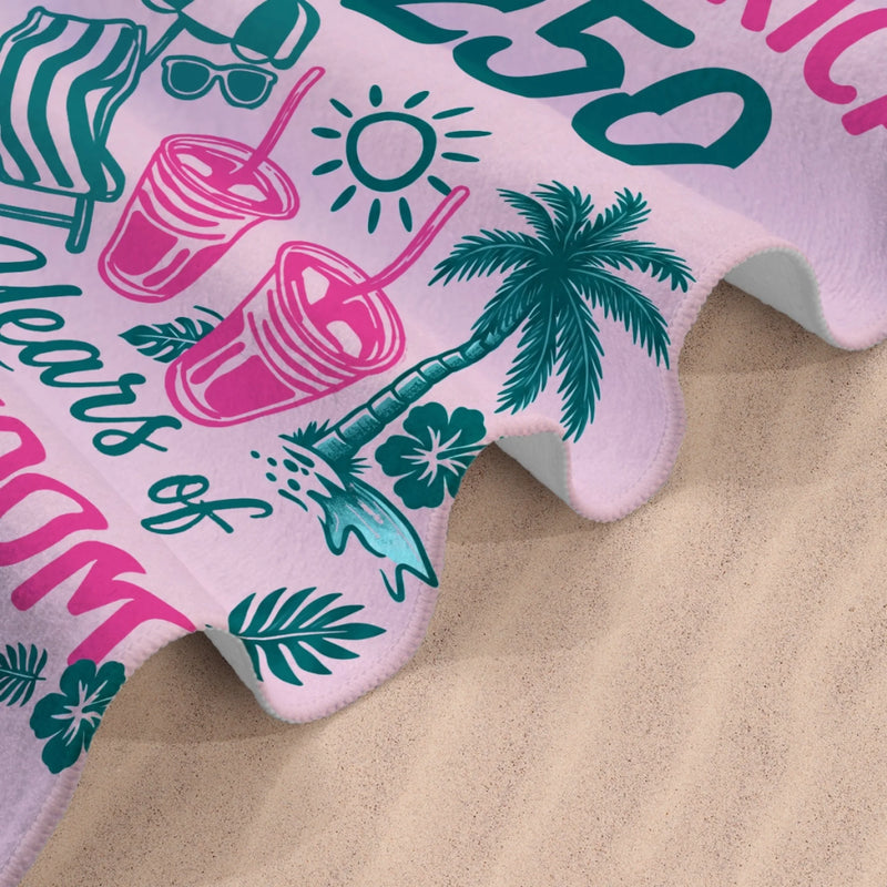 Custom Beach Towel - Personalized America 250th Anniversary, Summer Vacation And Travel Gifts For Mom, Dad, Brother, Sister, Kids - 250 Years Standing Strong