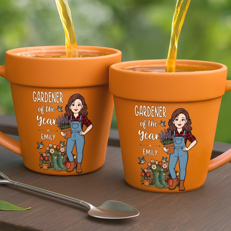 Custom Plant Pot Ceramic Mug - Personalized Birthday Garden Gifts For Gardeners - Garden Girl Era