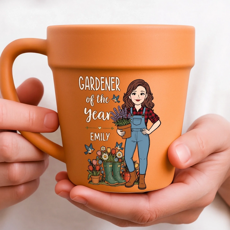 Custom Plant Pot Ceramic Mug - Personalized Birthday Garden Gifts For Gardeners - Garden Girl Era