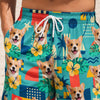 Custom Photo Tropical Hawaiian Aloha Men Beach Shorts - Personalized Summer Vacation And Travel Gifts For Dog Cat Lovers, Dog Dad And Mom, Cat Owners - Sunshine, Retro And Paws