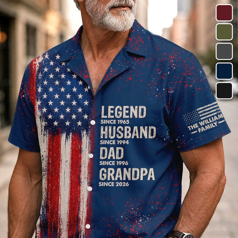Custom Unisex Tropical Hawaiian Aloha Shirt - Personalized America 250th Anniversary Father's Day Gifts For Dad, Grandpa - Built On Freedom And Love