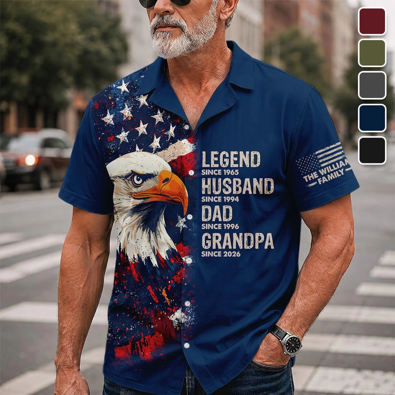 Custom Unisex Tropical Hawaiian Aloha Shirt - Personalized America 250th Anniversary Father's Day Gifts For Dad, Grandpa - Strong Fathers Strong Families