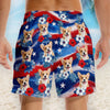 Custom Photo Tropical Hawaiian Aloha Men Beach Shorts - Personalized Summer Vacation And Travel Gifts For Dog Cat Lovers, Dog Dad And Mom, Cat Owners - Tropical Flowers, Happy Paws