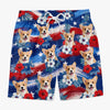 Custom Photo Tropical Hawaiian Aloha Men Beach Shorts - Personalized Summer Vacation And Travel Gifts For Dog Cat Lovers, Dog Dad And Mom, Cat Owners - Tropical Flowers, Happy Paws