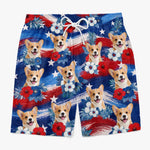 Custom Photo Tropical Hawaiian Aloha Men Beach Shorts - Personalized Summer Vacation And Travel Gifts For Dog Cat Lovers, Dog Dad And Mom, Cat Owners - Tropical Flowers, Happy Paws
