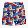 Custom Photo Tropical Hawaiian Aloha Men Beach Shorts - Personalized Summer Vacation And Travel Gifts For Dog Cat Lovers, Dog Dad And Mom, Cat Owners - Tropical Flowers, Happy Paws