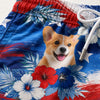 Custom Photo Tropical Hawaiian Aloha Men Beach Shorts - Personalized Summer Vacation And Travel Gifts For Dog Cat Lovers, Dog Dad And Mom, Cat Owners - Tropical Flowers, Happy Paws
