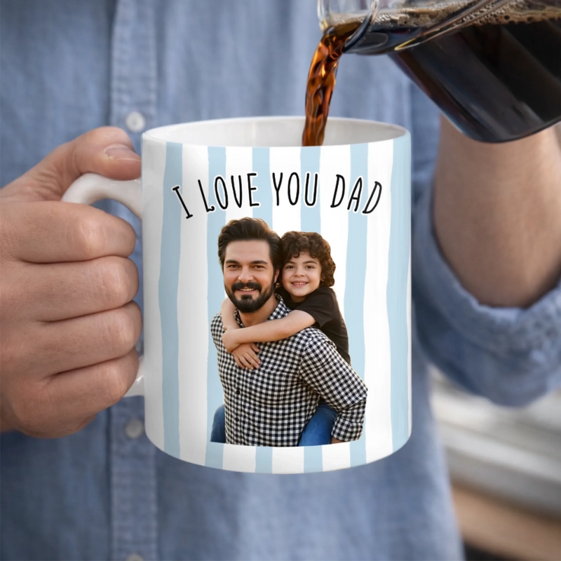 Custom Photo Mug - Personalized Father's Day Birthday Gifts For Dad, Grandpa - Family First Every Sip