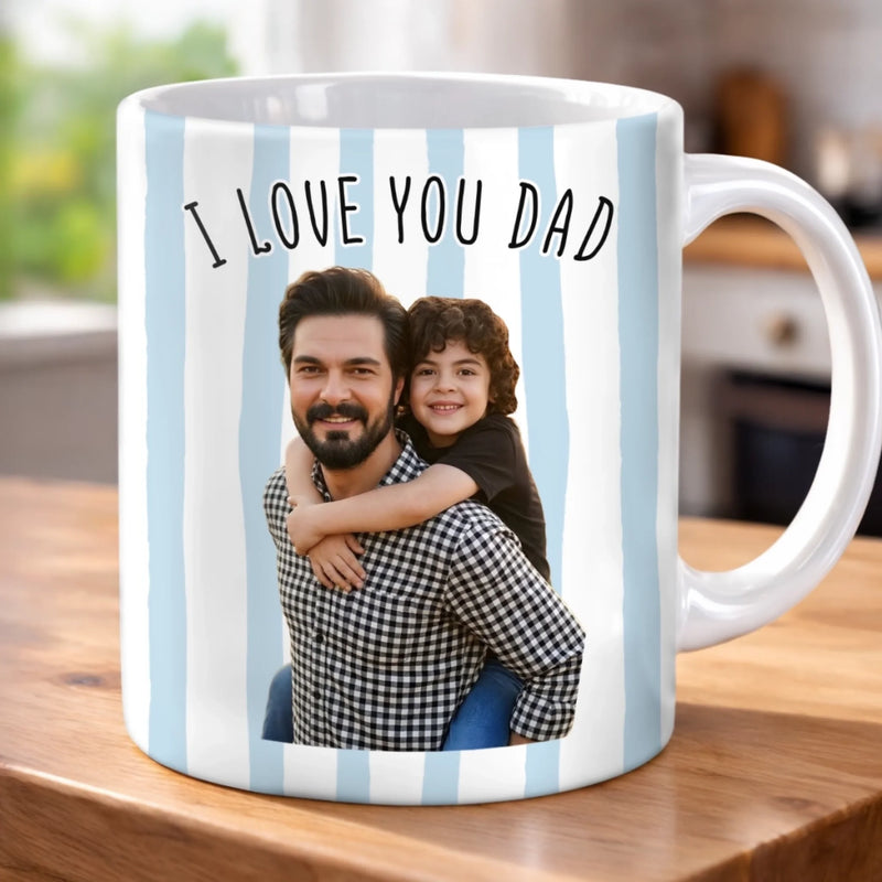 Custom Photo Mug - Personalized Father's Day Birthday Gifts For Dad, Grandpa - Family First Every Sip