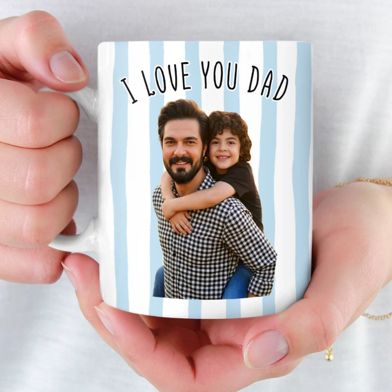 Custom Photo Mug - Personalized Father's Day Birthday Gifts For Dad, Grandpa - Family First Every Sip
