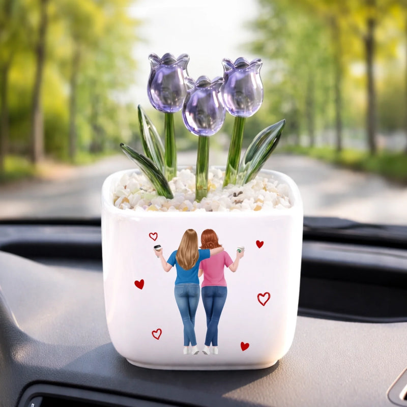 Custom Glass Everlasting Tulips - Personalized Best Friend Birthday Gifts For Women, Besties, Sisters, BFF - My Favorite Unpaid Therapist