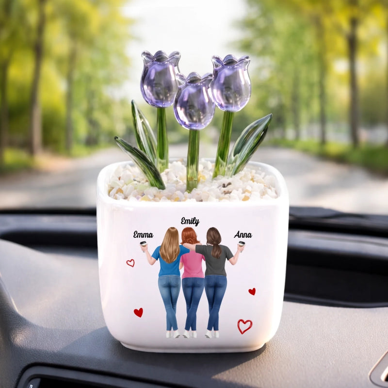 Custom Glass Everlasting Tulips - Personalized Best Friend Birthday Gifts For Women, Besties, Sisters, BFF - Always Laughing At You