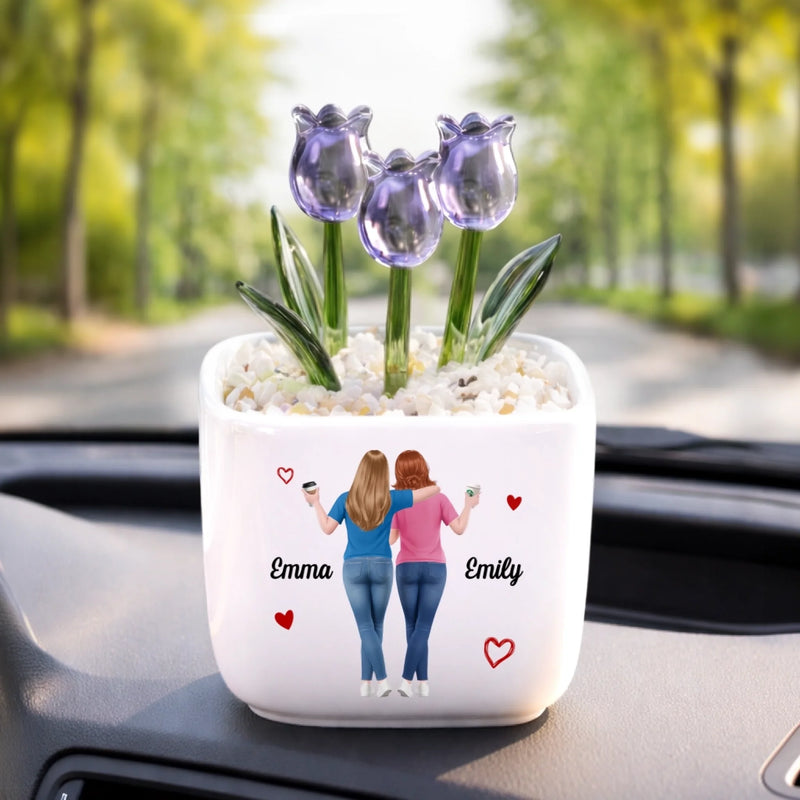 Custom Glass Everlasting Tulips - Personalized Best Friend Birthday Gifts For Women, Besties, Sisters, BFF - Got Your Back, Always