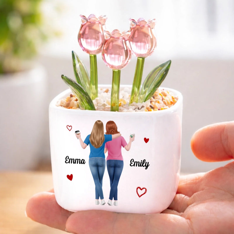 Custom Glass Everlasting Tulips - Personalized Best Friend Birthday Gifts For Women, Besties, Sisters, BFF - Got Your Back, Always