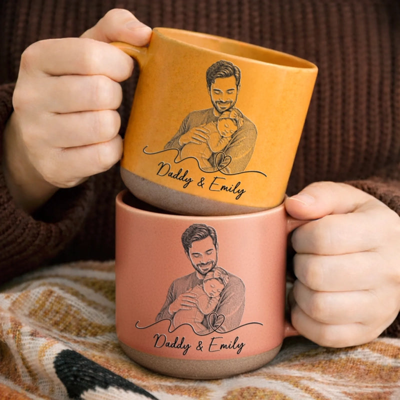 Custom Photo Printed Pottery Mug - Personalized Father's Day, Baby Shower, Gender Reveal Gifts For New Moms, New Dads, New Parents - Tiny Hands, Biggest Love
